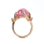 Ring with tourmaline, pink corundums and diamonds