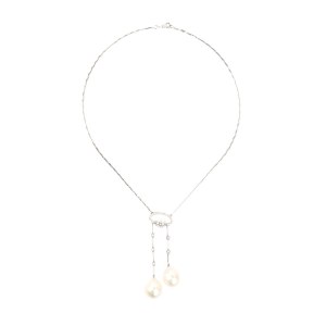 Diamond pearl gold necklace