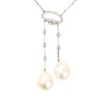 Diamond pearl gold necklace