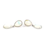 Opal diamond pair of gold drop earrings