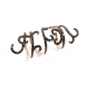 Gold black diamond ring