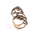 Gold black diamond ring