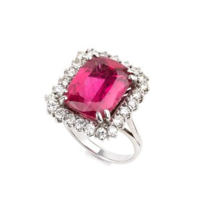 Tourmaline diamond gold ring