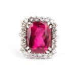 Tourmaline diamond gold ring