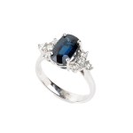 Blue sapphire diamond gold ring
