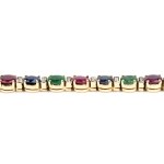 Emerald ruby sapphire diamond gold tennis bracelet