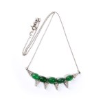 Emerald diamond gold necklace
