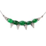 Emerald diamond gold necklace