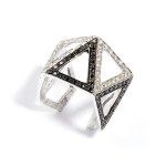 Geometric gold and diamond ring