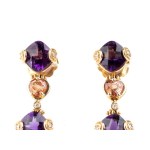 Amethyst fancy sapphire gold drop pair of earrings