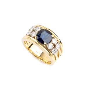 Sapphire diamond gold ring
