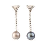 Tahitian pearl diamond drop earrings