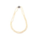 Pearl diamond sapphire gold neklace