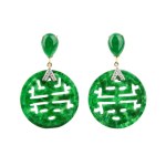 Jade diamond gold drop pair of esrrings