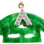 Jade diamond gold drop pair of esrrings