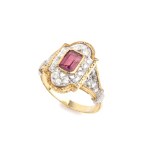 Tourmaline diamond gold ring