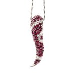 Diamond rubies gold necklace and pendant