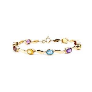 Multi-gemstone gold bracelet