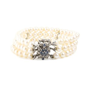 Pearl sapphire gold bracelet