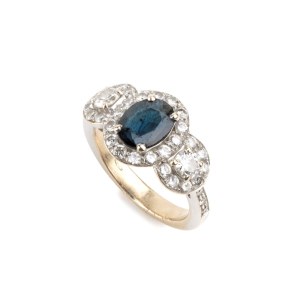 Sapphire diamond gold ring