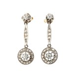 Diamond gold drop pair of earrings