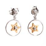Diamond gold drop pair of earrings