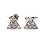 A pair of geometric gold and diamond earrings