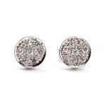 A pair of geometric gold and diamond earrings