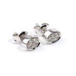 A pair of gold and diamond earrings