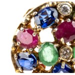 Diamonds colored stone gold pendant
