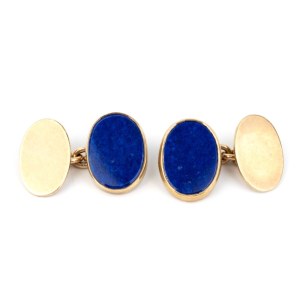 A pair of gold and lapis lazuli cufflinks