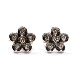 Fancy color brown diamond gold pair of earrings