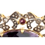 Amethyst diamond ruby gold and silver pendant