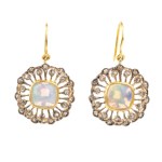 Opal diamond gilded silver