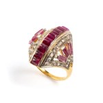 Diamond ruby silver ring
