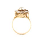 Diamond pearl gold ring