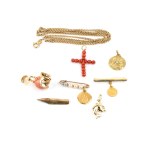 A Group of gold and gemstone items mid-20th Century
