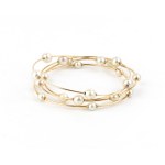 Four gold hoop bracelets with pearls mid-20th Century