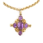 Amethyst gold necklace pendant 1960s