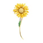 Enamel gold flower brooch