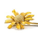 Enamel gold flower brooch