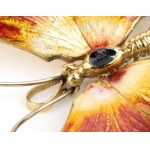 Butterfly enamel gold brooch-pendant