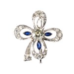 Diamond sapphires gold floral brooch