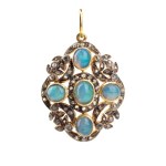 Opal diamond gold-plated silver pendant