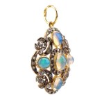 Opal diamond gold-plated silver pendant