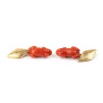 Mediterranean coral gold cufflinks