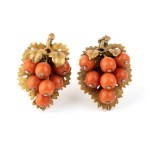 Mediterranean coral gold pair of earrings