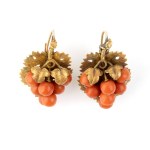 Mediterranean coral gold pair of earrings
