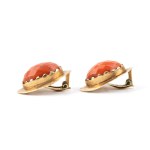 Mediterranen coral gold pair of earrings