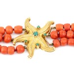 Mediterranean coral necklace with gold star-shaped pendant